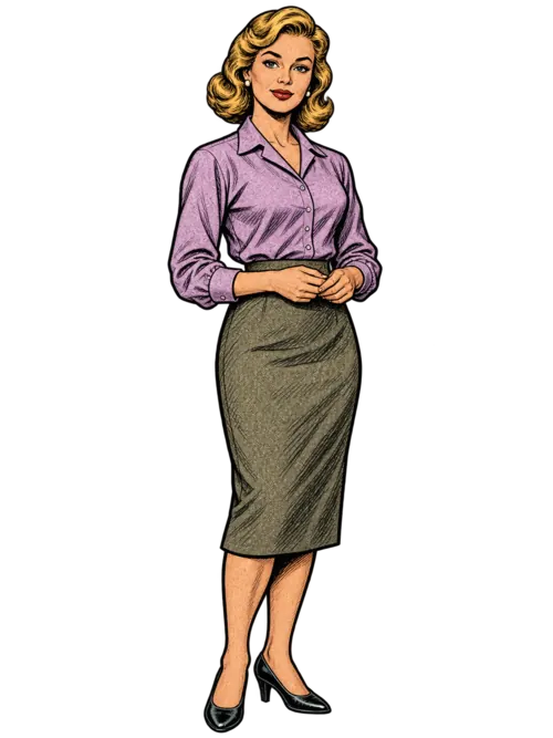 1950s-style illustrated blonde woman